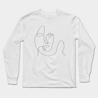 One Line Art Face. Long Sleeve T-Shirt